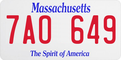 MA license plate 7AO649