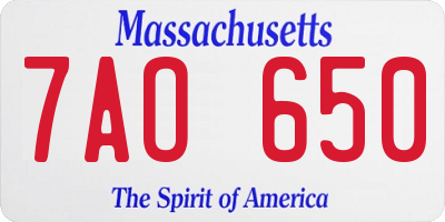 MA license plate 7AO650