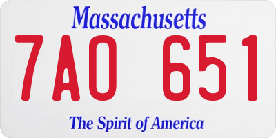 MA license plate 7AO651