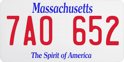 MA license plate 7AO652