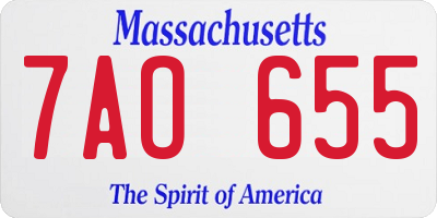 MA license plate 7AO655