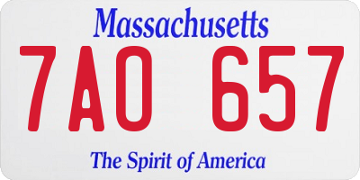 MA license plate 7AO657