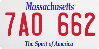 MA license plate 7AO662