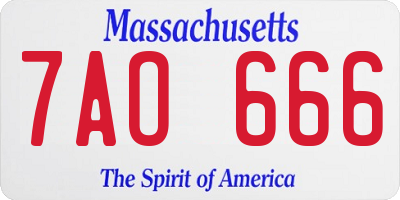 MA license plate 7AO666