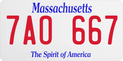 MA license plate 7AO667