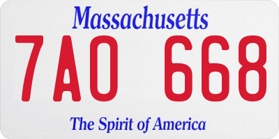 MA license plate 7AO668