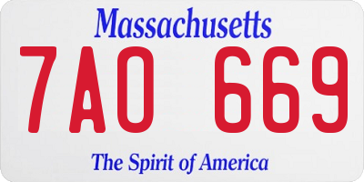 MA license plate 7AO669