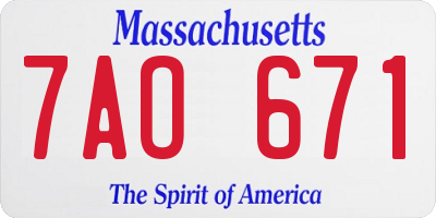 MA license plate 7AO671
