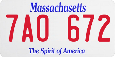 MA license plate 7AO672