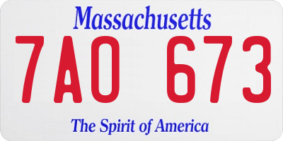 MA license plate 7AO673