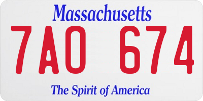 MA license plate 7AO674