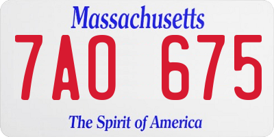 MA license plate 7AO675