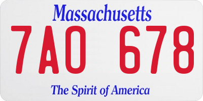 MA license plate 7AO678