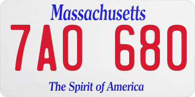 MA license plate 7AO680