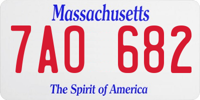 MA license plate 7AO682