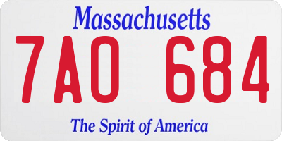 MA license plate 7AO684