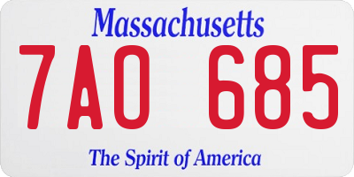 MA license plate 7AO685
