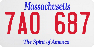 MA license plate 7AO687
