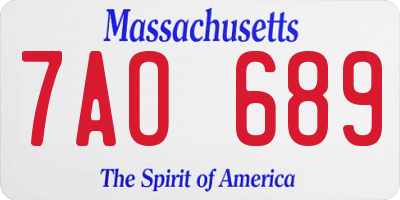 MA license plate 7AO689