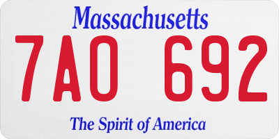 MA license plate 7AO692