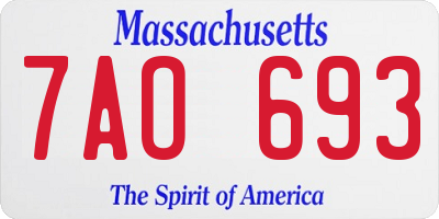 MA license plate 7AO693