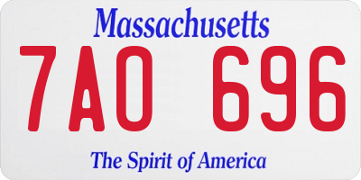 MA license plate 7AO696