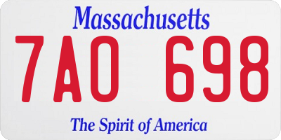 MA license plate 7AO698