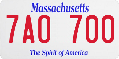 MA license plate 7AO700
