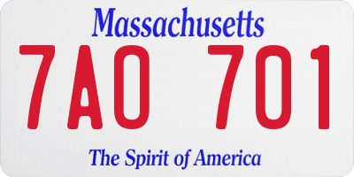 MA license plate 7AO701