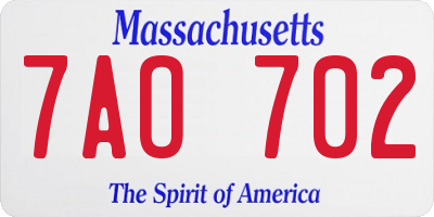 MA license plate 7AO702