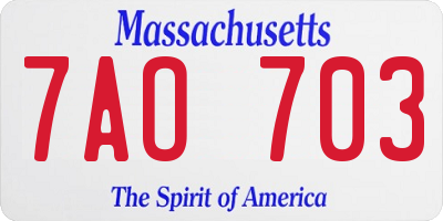 MA license plate 7AO703