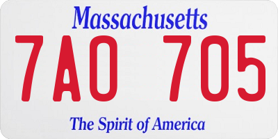 MA license plate 7AO705