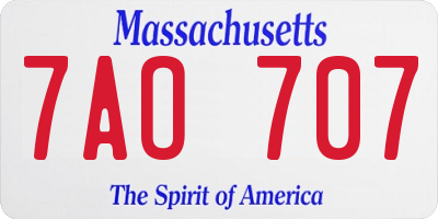 MA license plate 7AO707