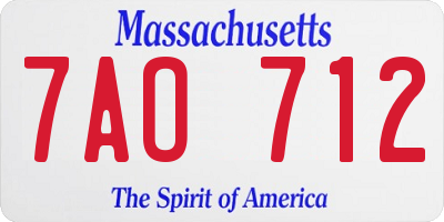 MA license plate 7AO712