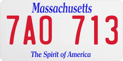 MA license plate 7AO713