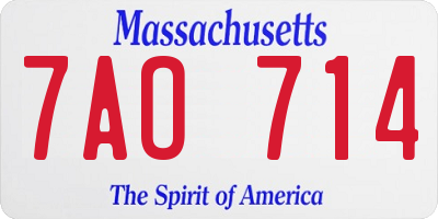 MA license plate 7AO714