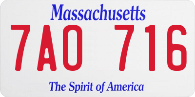 MA license plate 7AO716