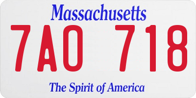 MA license plate 7AO718