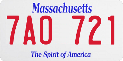 MA license plate 7AO721