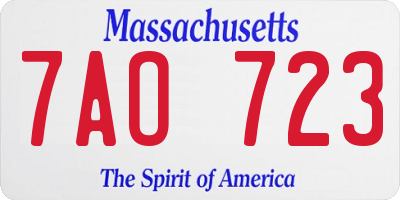 MA license plate 7AO723
