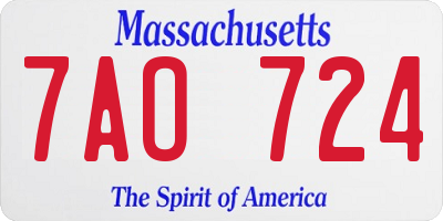MA license plate 7AO724