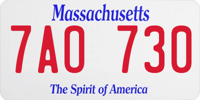 MA license plate 7AO730