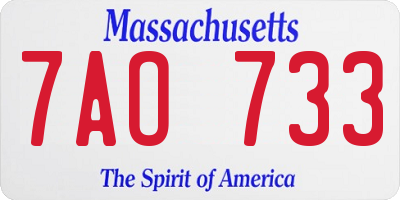 MA license plate 7AO733