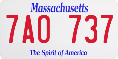 MA license plate 7AO737
