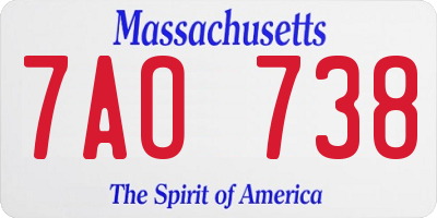 MA license plate 7AO738