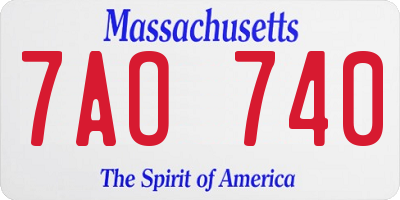MA license plate 7AO740