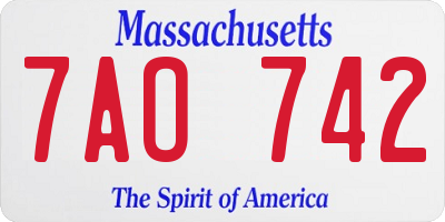 MA license plate 7AO742