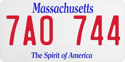 MA license plate 7AO744