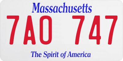 MA license plate 7AO747