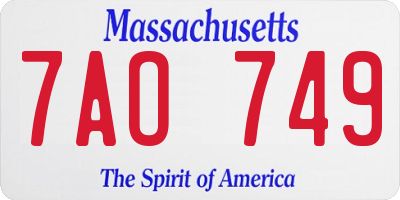 MA license plate 7AO749